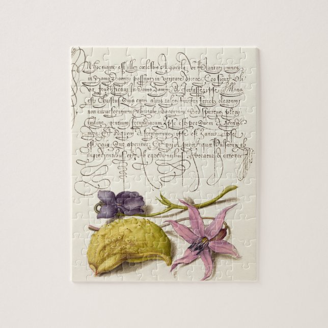 Quebra-cabeça Ilustração botânica da caligrafia antiga em safra (Vertical)