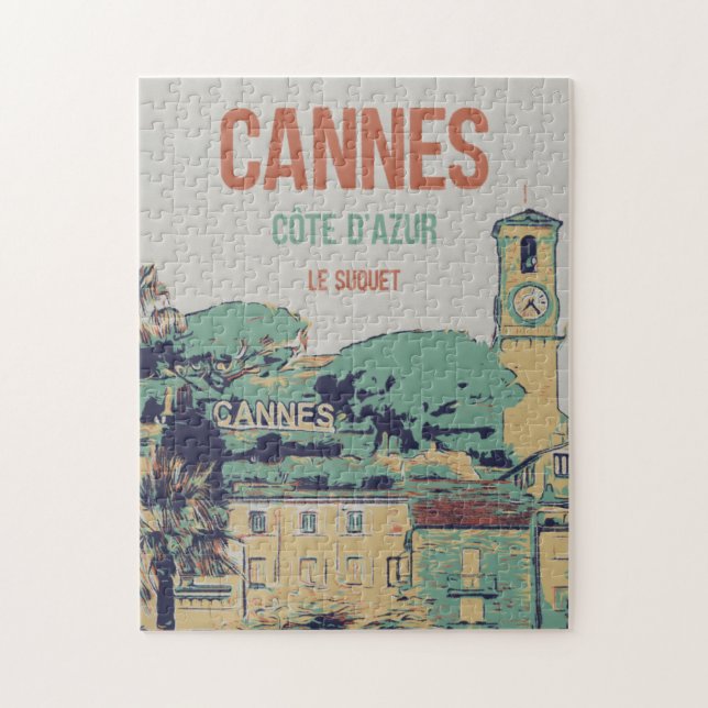 Quebra-cabeça Ilustração Cannes Côte d'Azur Le Suquet França (Vertical)