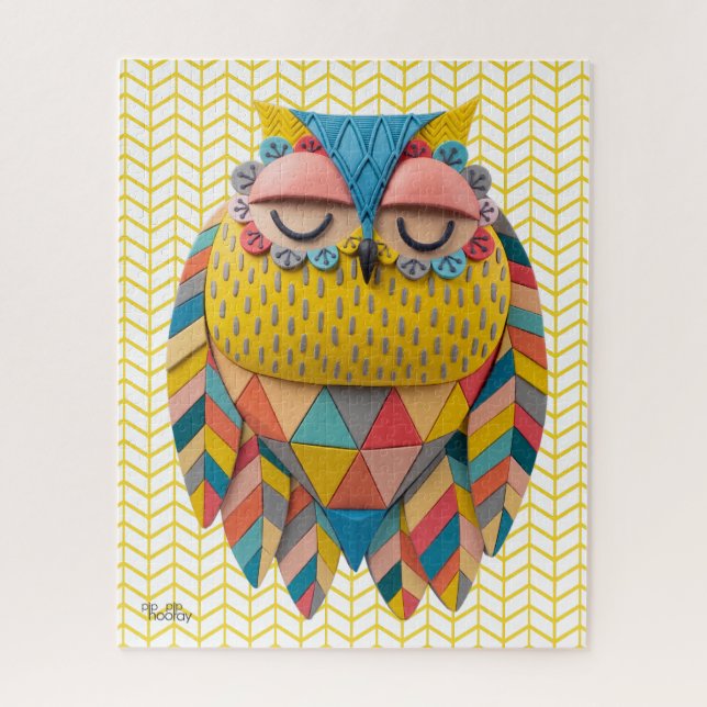 Quebra-cabeça Ilustração com padrão de pássaro tribal 3D do Coru (Vertical)