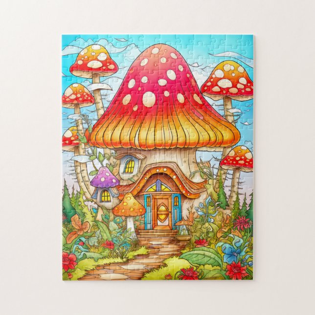 Quebra-cabeça Ilustração da Casa do Cogumelo Mágico (Vertical)