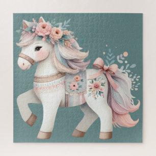 Quebra-cabeça Ilustração da Fantasia Floral Pastel Horse