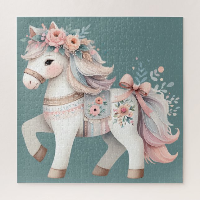 Quebra-cabeça Ilustração da Fantasia Floral Pastel Horse (Vertical)