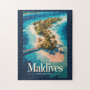 Quebra-cabeça Ilustração da Paisagem das Maldivas Arte de Viagem