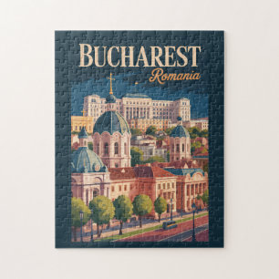 Quebra-cabeça Ilustração da paisagem de Bucareste Arte de Viagem
