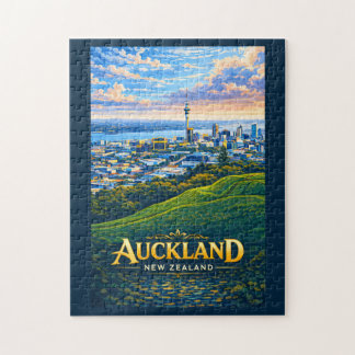Quebra-cabeça Ilustração da paisagem urbana de Auckland Nova Zel