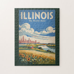 Quebra-cabeça Ilustração da Silhueta de Chicago Illinois Arte de