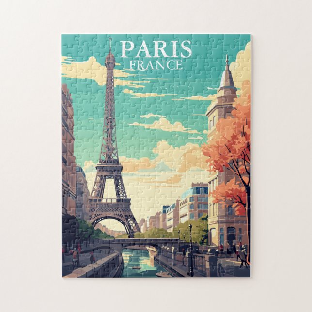 Quebra-cabeça Ilustração da Torre Eiffel em Paris, França (Vertical)