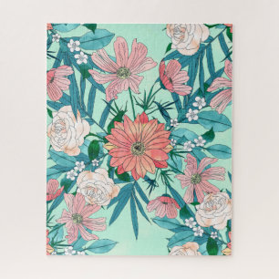 Quebra-cabeça Ilustração das flores do primavera de boho