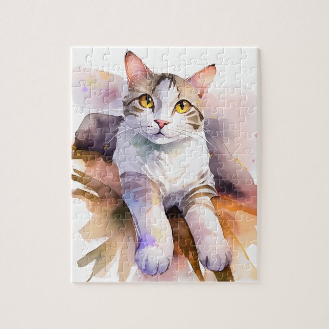 Quebra-cabeça Ilustração de Aquarela Branca Doce (Vertical)