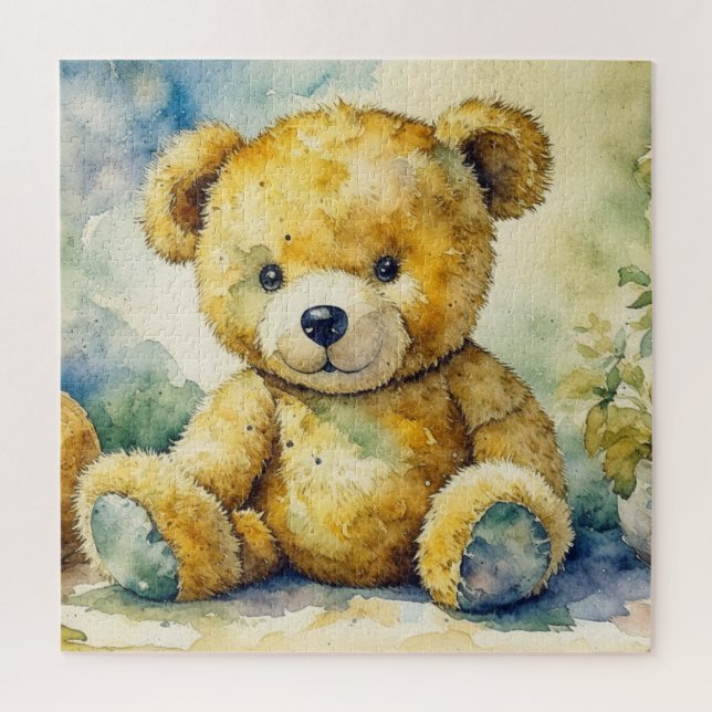 Quebra-cabeça Ilustração de Aquarela Cuta de um Urso de Teddy (Vertical)
