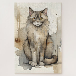 Quebra-cabeça Ilustração de Aquarela de Maine Coon