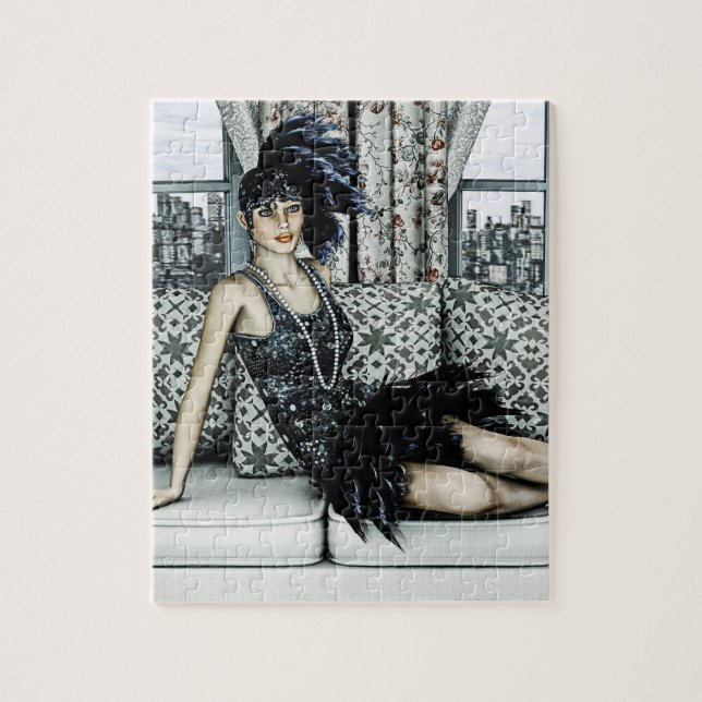Quebra-cabeça Ilustração de Arte da Moda Flapper dos Anos 20 (Vertical)