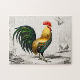 Quebra-cabeça Ilustração de Arte de Galo Colorido Vintage