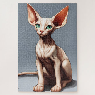 Quebra-cabeça Ilustração de Arte de Gato Cartoon Elfo Sphynx