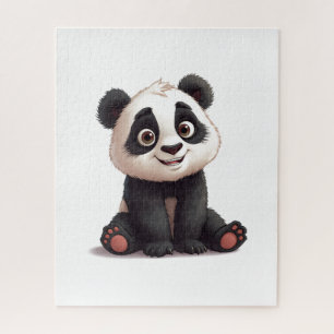 Quebra-cabeça Ilustração de Arte de Panda Sentado em Cartoon