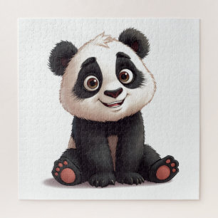 Quebra-cabeça Ilustração de Arte de Panda Sentado em Cartoon