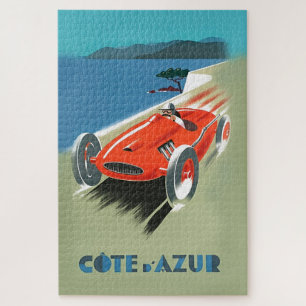 Quebra-cabeça Ilustração de Automóvel Vintage Cote D'Azur