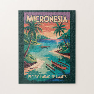 Quebra-cabeça Ilustração de Barcos da Micronésia Arte de Viagem 