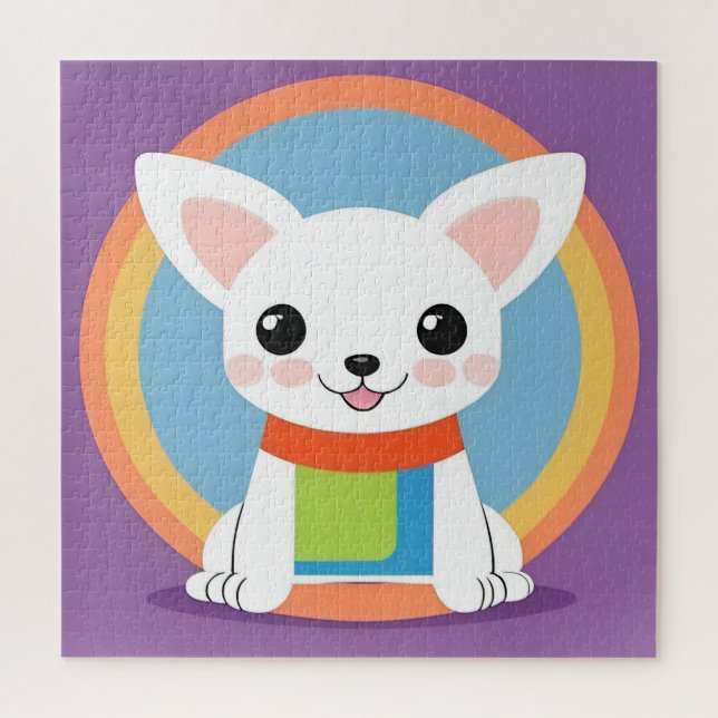 Quebra-cabeça Ilustração de Cachorro de Desenho Animado Fofo (Vertical)