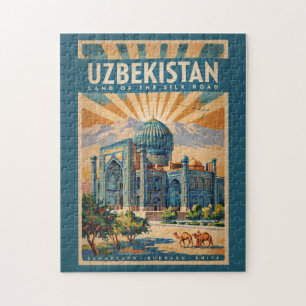 Quebra-cabeça Ilustração de Camelo do Uzbequistão Arte de Viagem
