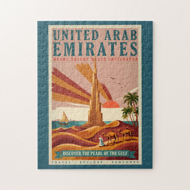 Quebra-cabeça Ilustração de Camelo dos Emirados Árabes Unidos Bu (Vertical)