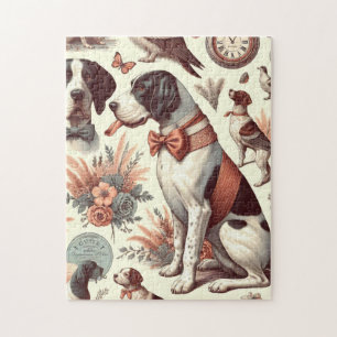 Quebra-cabeça Ilustração de Cão Vintage Braque Français