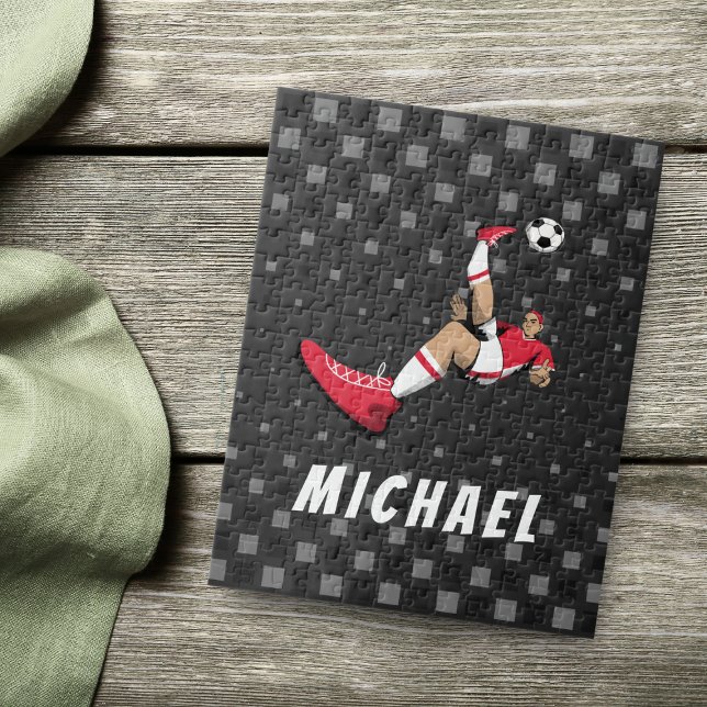 Quebra-cabeça Ilustração de Chute do Jogador de Futebol Preto Pe (Criador carregado)