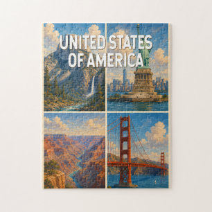 Quebra-cabeça Ilustração de colagem dos Estados Unidos Arte de V