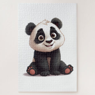 Quebra-cabeça Ilustração de Desenho Animado de Urso Panda Sentad
