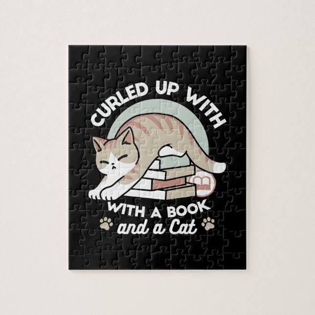 Quebra-cabeça Ilustração de Gato do Livro ao Longo - Enrolada e  (Vertical)
