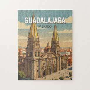Quebra-cabeça Ilustração de Guadalajara México Arte de Viagem Vi