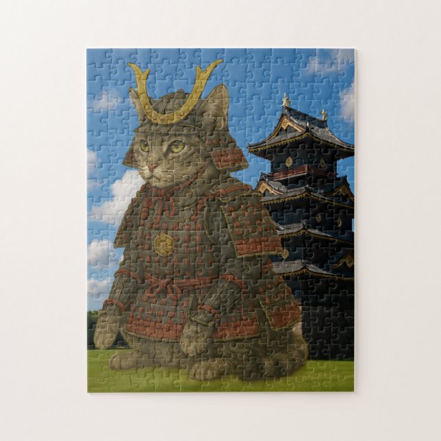 Quebra-cabeça Ilustração de Guerreiro de Gato Armado (Vertical)
