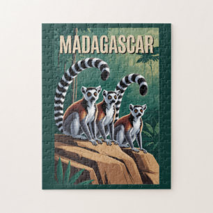 Quebra-cabeça Ilustração de lêmures de Madagascar Arte de Viagem