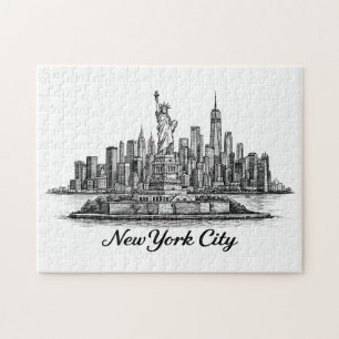 Quebra-cabeça Ilustração de Linha do Horizonte de Nova York