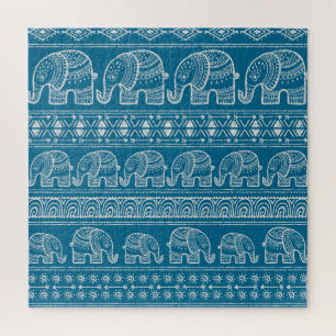 Quebra-cabeça Ilustração de Moldura de Elefante Vintage