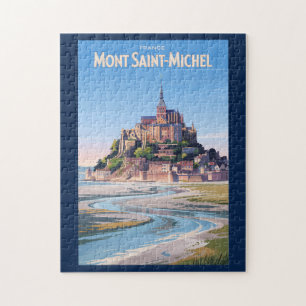 Quebra-cabeça Ilustração de Mont Saint Michel Arte de Viagem Vin