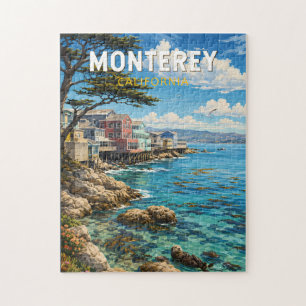 Quebra-cabeça Ilustração de Monterey Califórnia Arte de Viagem R