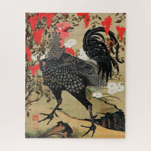 Quebra-cabeça Ilustração de Nandina e Rooster de Ito Jakuchu