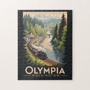 Quebra-cabeça Ilustração de Olympia Washington Viagem Arte Vinta