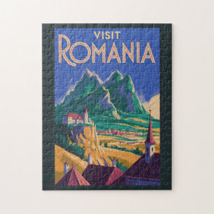 Quebra-cabeça Ilustração de Paisagem da Romênia Arte de Viagem V