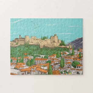 Quebra-cabeça Ilustração de Paisagem de Espanha de Granada Cityv