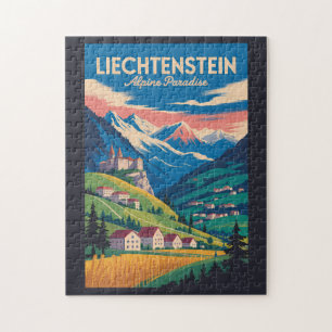 Quebra-cabeça Ilustração de Paisagem de Liechtenstein Arte de Vi