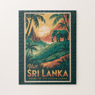 Quebra-cabeça Ilustração de Paisagem de Sri Lanka Arte de Viagem