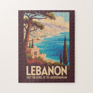 Quebra-cabeça Ilustração de Paisagem do Líbano Arte de Viagem Vi
