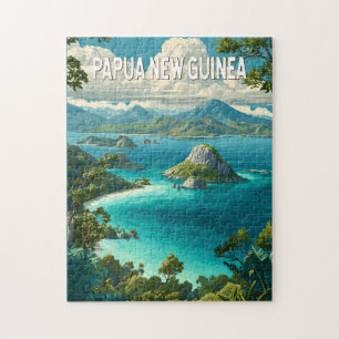 Quebra-cabeça Ilustração de Papua-Nova Guiné Viagem Arte Vintage