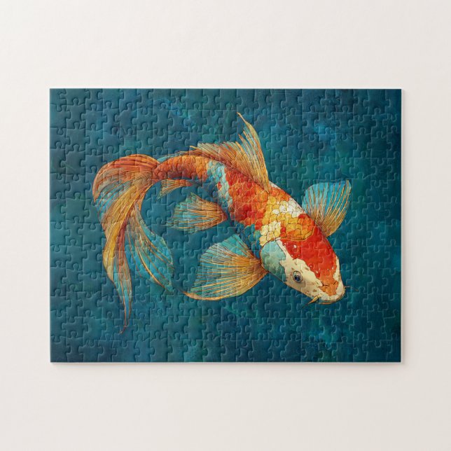 Quebra-cabeça Ilustração de Peixe Koi Vibrante (Horizontal)