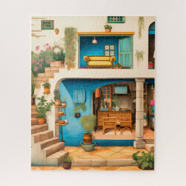 Quebra-cabeça Ilustração de Planta de Casa Vibrante (Vertical)