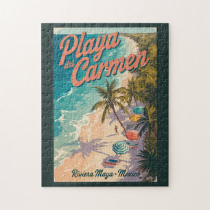 Quebra-cabeça Ilustração de Praia de Playa del Carmen Arte de Vi