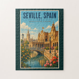 Quebra-cabeça Ilustração de Sevilha Espanha Arte de Viagem Vinta