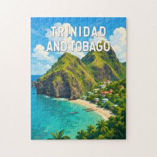 Quebra-cabeça Ilustração de Trinidad e Tobago Viagem Arte Retro